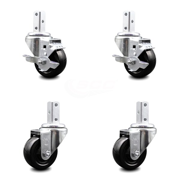Service Caster 3 Inch Hard Rubber Wheel Swivel 3/4 Inch Square Stem Caster Brakes SCC, 2PK SCC-SQ20S314-HRS-TLB-34-2-S-2 - main